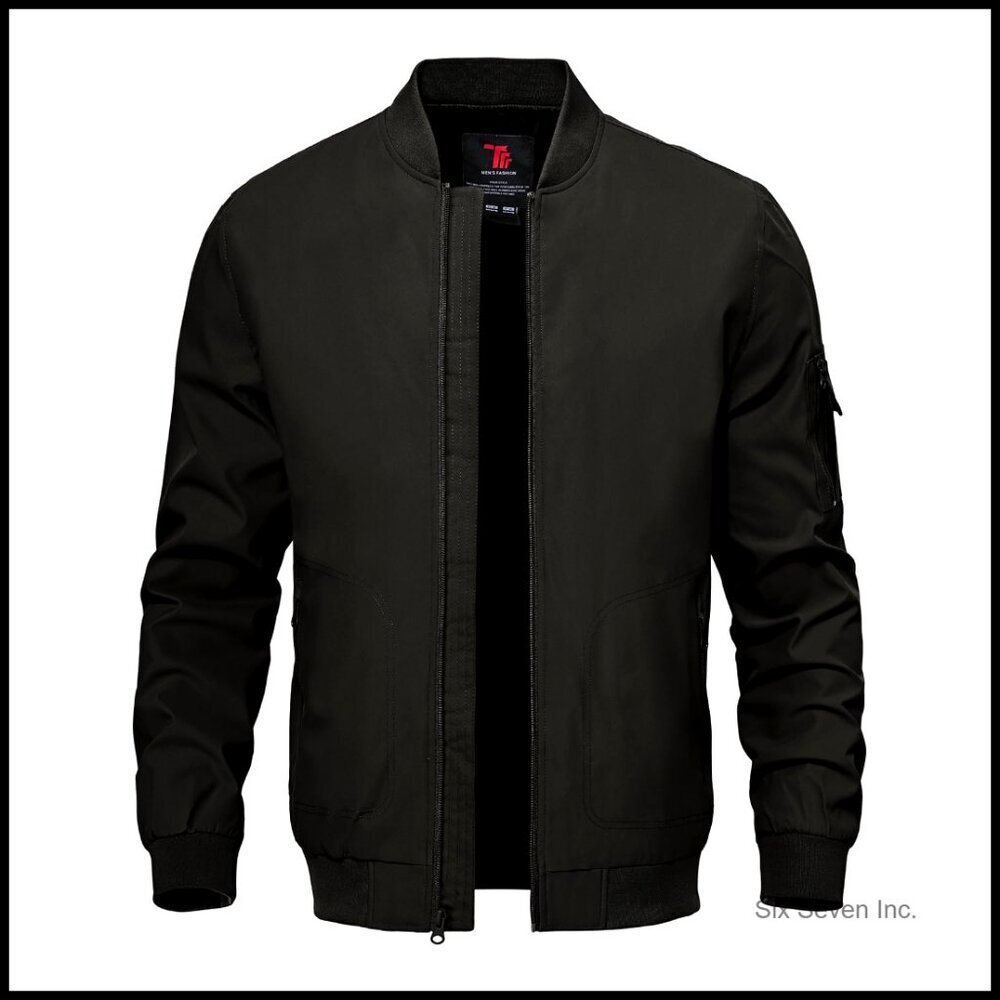 Lightweight Bomber Jacket Windbreaker Casual Stylish Zip Up Business Varsity